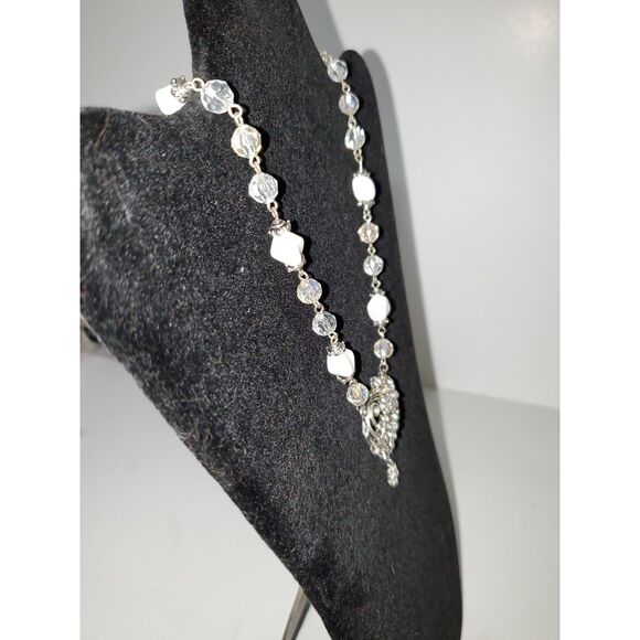 A Statement Necklace Costume Jewelry AB Rhinestones And Beads Victorian Inspired - Picture 8 of 11